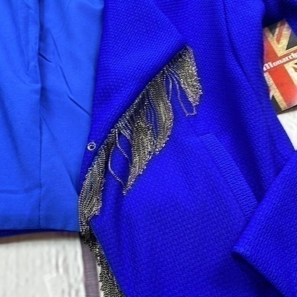 NWT Royal blue blazer with gray chain fringe small One Monarchy - Picture 3 of 8
